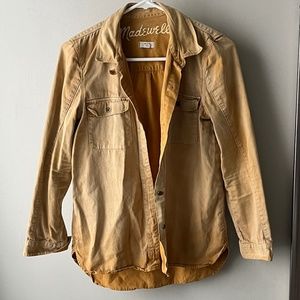 Madewell mustard yellow distressed button down shirt XS